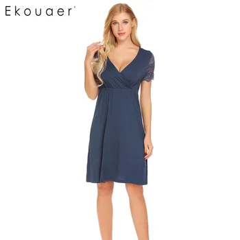 Ekouaer Women Nursing Sleepwear Lace Short Sleeve Nightgown Faux Wrap V-Neck Nightdress Nightwear Female Home Clothes
Ekouaer Women Nursing Sleepwear Lace Short Sleeve Nightgown Faux Wrap V-Neck Nightdress Nightwear Female Home Clothes