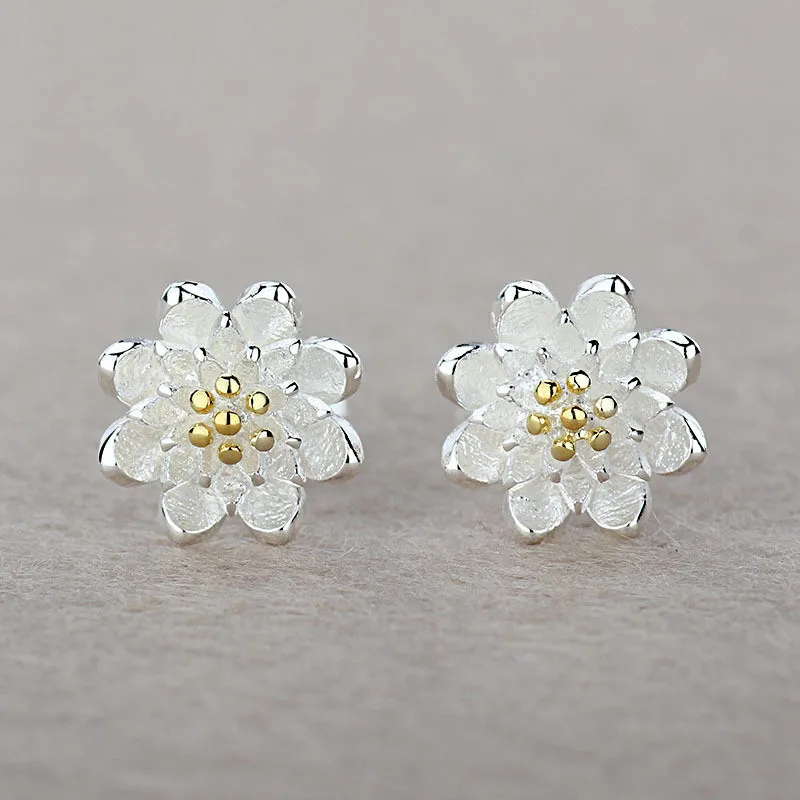 

Factory Price One Pair Lotus Earrings Accessories 925 Sterling Silver Women Beautiful Luxury Jewelery Gift Hot Selling