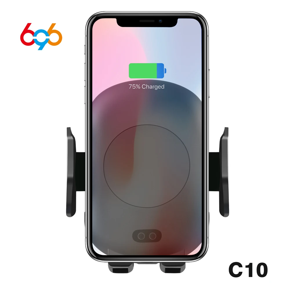 Фото 696 C10 10W Qi fast Wireless Car Charger Air Vent Holder for Iphone X Samsung S8 S9 with Infrared Sensor Automatic Super | Мобильные