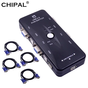 CHIPAL 4 Port USB 2.0 KVM Switch Switcher 1920*1440 VGA SVGA Manual Splitter + 4pcs Cables for Keyboard Mouse Monitor Display
CHIPAL 4 Port USB 2.0 KVM Switch Switcher 1920*1440 VGA SVGA Manual Splitter + 4pcs Cables for Keyboard Mouse Monitor Display