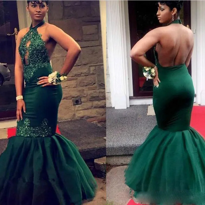 Amazing Black Girls Dark Green Prom Gowns Long Appliques Mermaid Formal Party Wear Tulle Sexy Backless Celebrity Evening Gowns
Amazing Black Girls Dark Green Prom Gowns Long Appliques Mermaid Formal Party Wear Tulle Sexy Backless Celebrity Evening Gowns