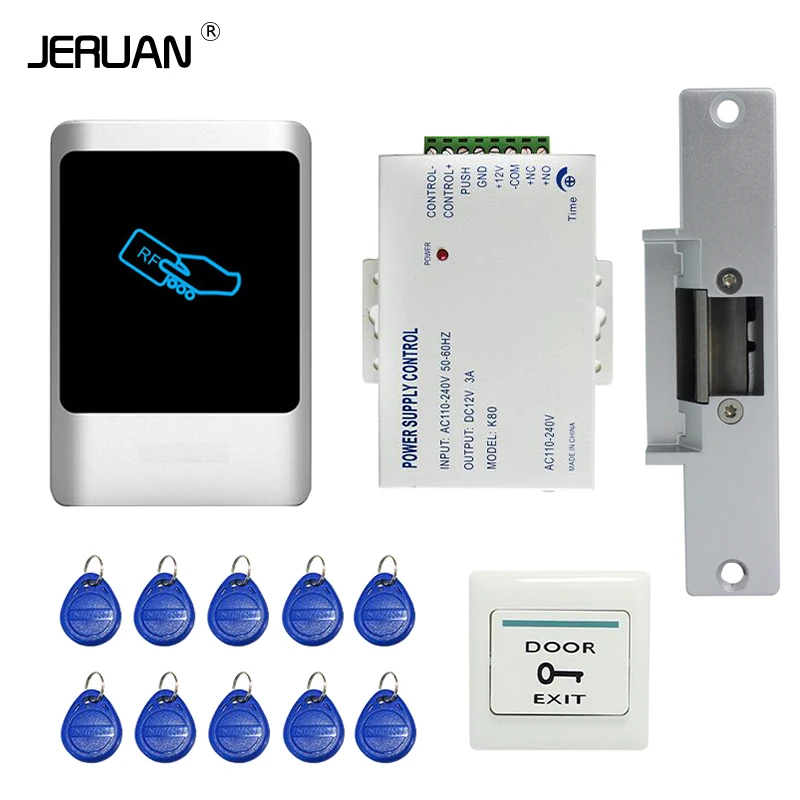 JERUAN New DIY Waterproof Rfid Door Access Control Set With Electrical Strike Lock + 10 RFID keyfob Card In Stock FREE SHIPPING
JERUAN New DIY Waterproof Rfid Door Access Control Set With Electrical Strike Lock + 10 RFID keyfob Card In Stock FREE SHIPPING