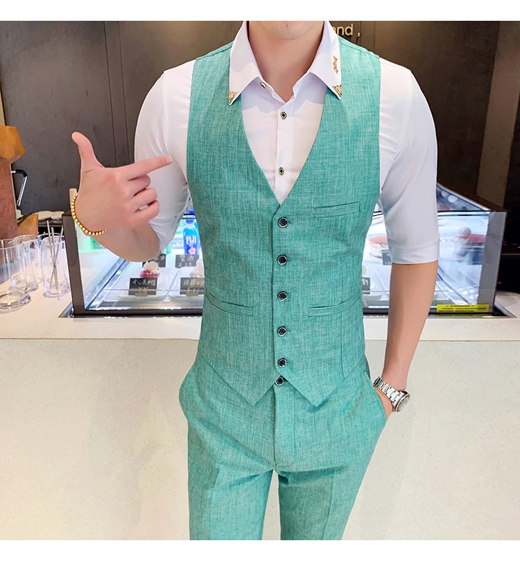 Suit Vest Men Slim Fit Suits Waistcoat Colete Masculino Royal Blue Green Maglia Uomo Korean Design Blazer Formal Vest Summer
Suit Vest Men Slim Fit Suits Waistcoat Colete Masculino Royal Blue Green Maglia Uomo Korean Design Blazer Formal Vest Summer