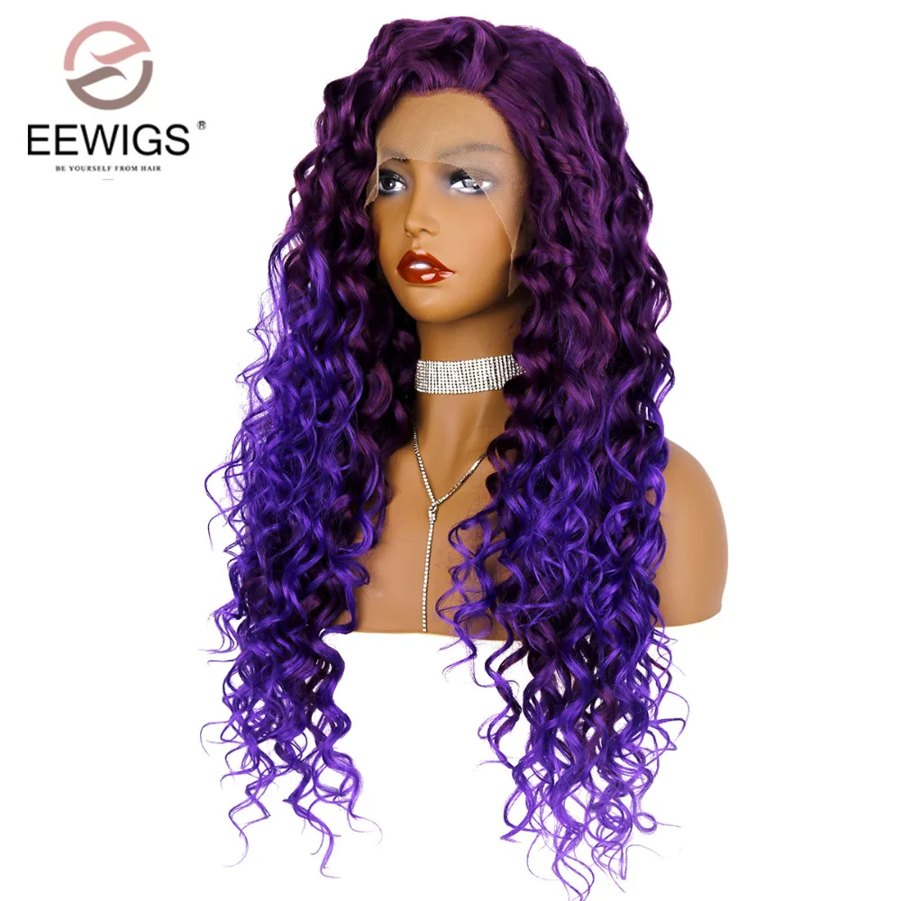 EEWIGS 180% Density Ombre Lace Front Wig Heat Resistant Long Curly Synthetic Lace Front Wig Glueless Purple Wigs for Women
EEWIGS 180% Density Ombre Lace Front Wig Heat Resistant Long Curly Synthetic Lace Front Wig Glueless Purple Wigs for Women