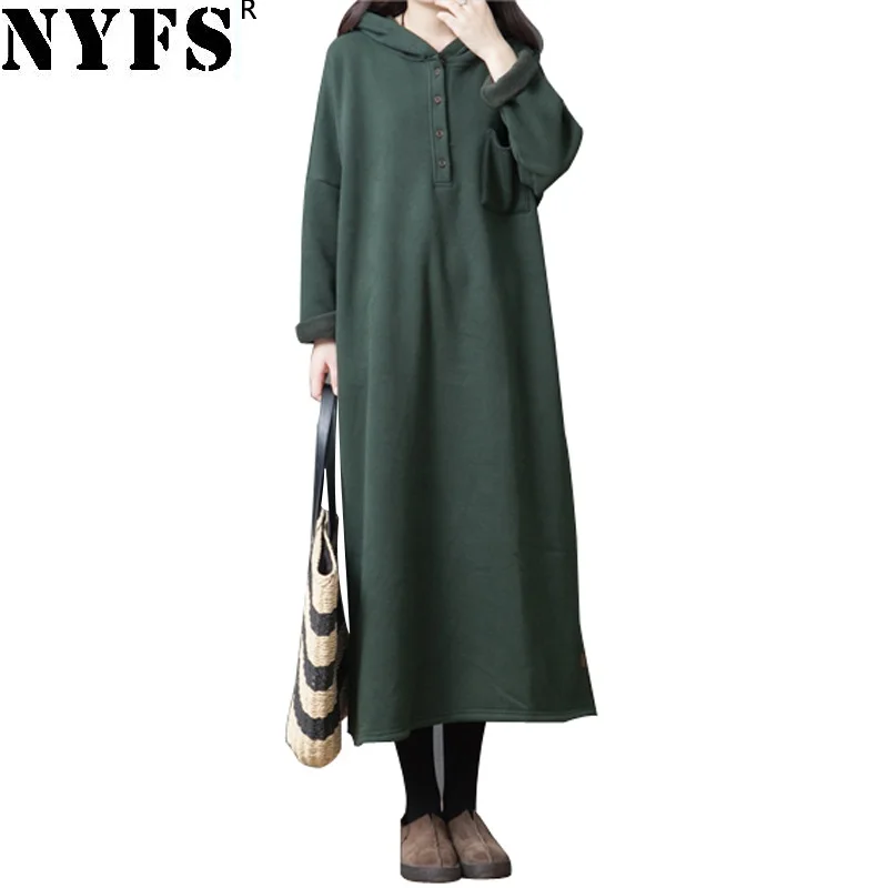 NYFS 2019 New Winter women dress loose Fashion Cotton Stylish and comfortable plus velvet solid color Women Dress Vestidos Robe
NYFS 2019 New Winter women dress loose Fashion Cotton Stylish and comfortable plus velvet solid color Women Dress Vestidos Robe