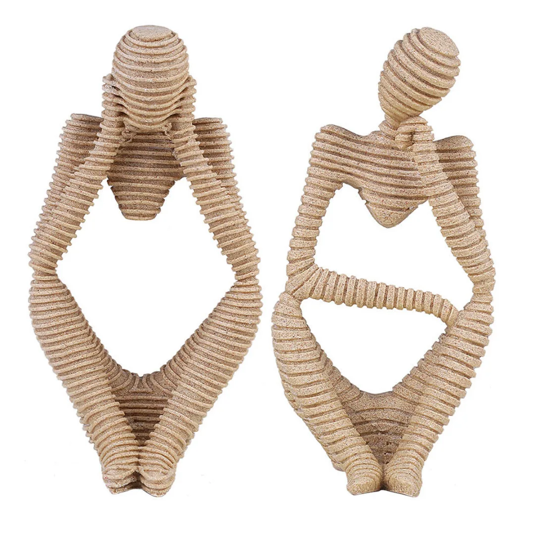 Nature Resin Sandstone Statues Abstract Characters Thinker Figure Hand Carved Figurine Crafts For Home Decor Accessories