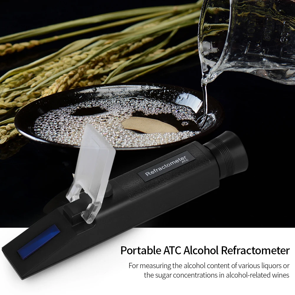 ATC Alcohol Refractometer 0-80% Handheld Refractometer Liquor Volume Percent Tester Wine Concentration Meter Densitometer
ATC Alcohol Refractometer 0-80% Handheld Refractometer Liquor Volume Percent Tester Wine Concentration Meter Densitometer