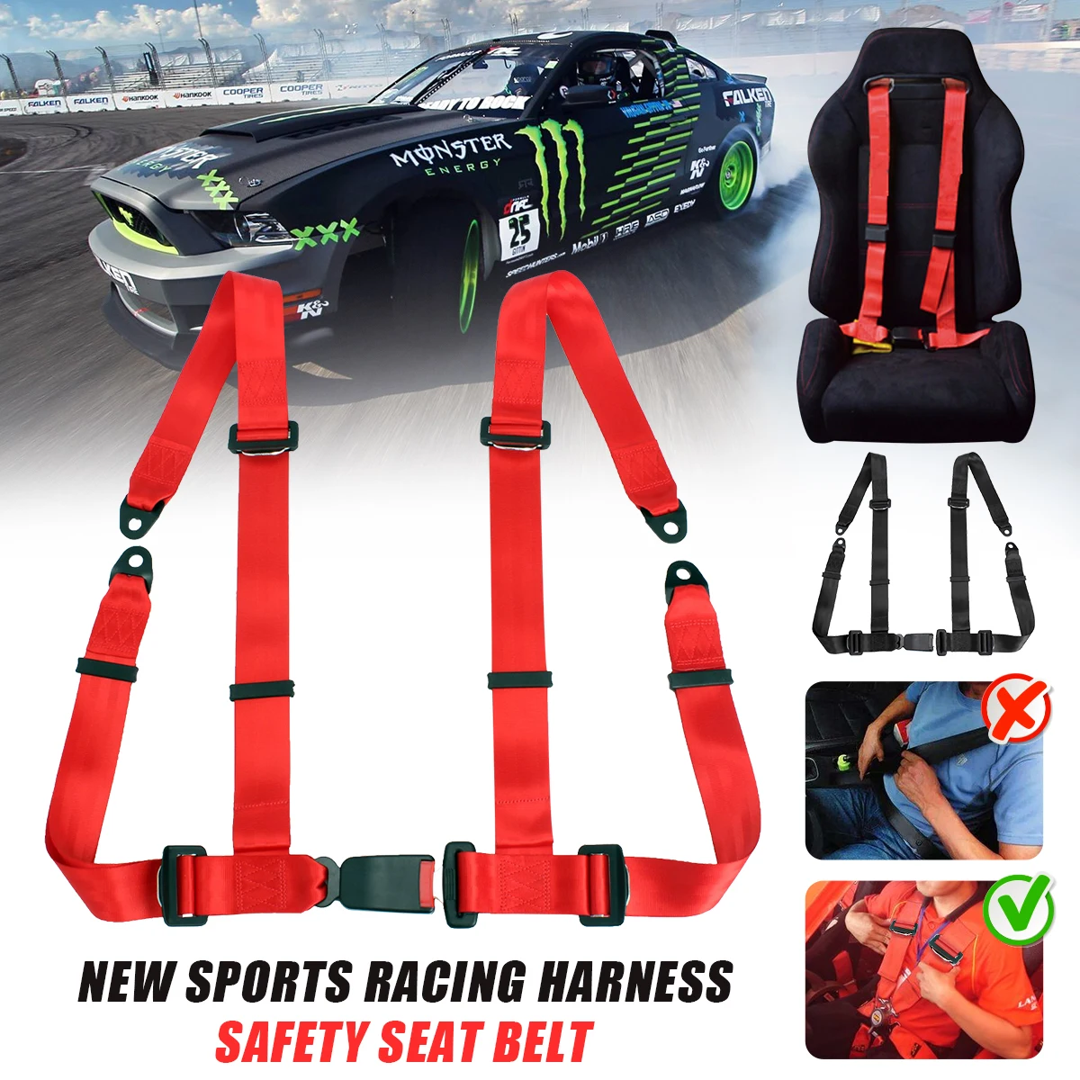 1x New Sports Racing Harness Seat Belt 3 4 Point Fixing Mounting Quick Release Nylon Car Safety Racing Seat Belt Black Red
1x New Sports Racing Harness Seat Belt 3 4 Point Fixing Mounting Quick Release Nylon Car Safety Racing Seat Belt Black Red