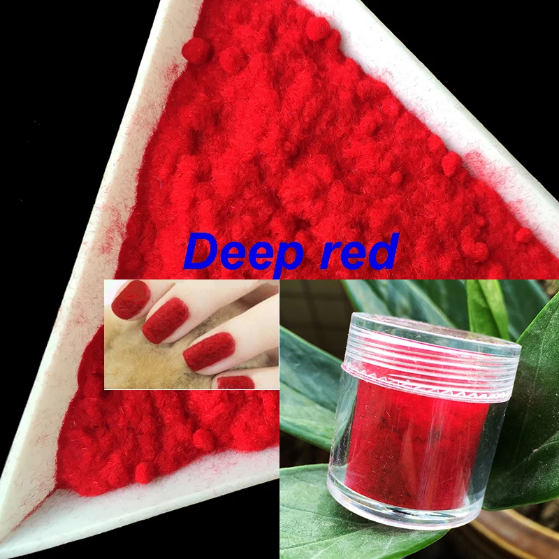 

10g/bottle 3D Candy Manicure Velvet Powder Deep Red Nail Decoration Fuzzy Flocking Nylon Powder For Nail Glitter Art Tips 2423