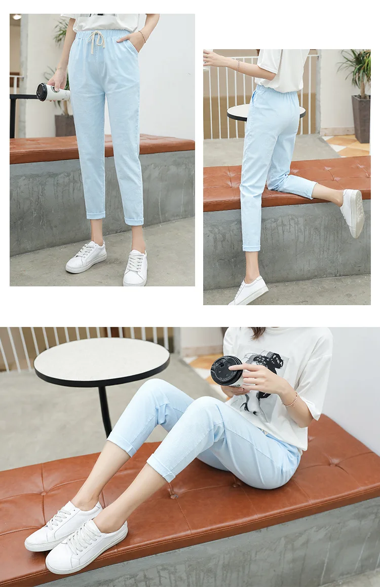 Brand Chic Loose Cotton Linen Pants Women Soft Harem Pants Breathable Slim Ankle Length Pants Korean Leisure Hallen Pants Black Brand Chic Loose Cotton Linen Pants Women Soft Harem Pants Breathable Slim Ankle Length Pants Korean Leisure Hallen Pants Black
