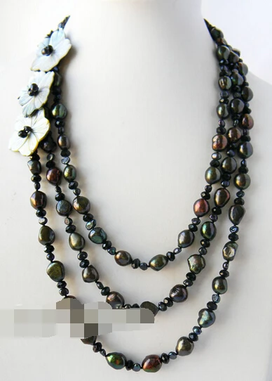 ddh002498 20'' 3strands 10mm black baroque Freshwater Pearl shell flower Necklace
ddh002498 20'' 3strands 10mm black baroque Freshwater Pearl shell flower Necklace