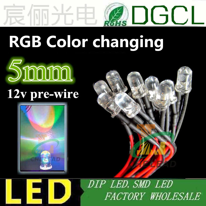 Pre-wired 12V/24V RGB color changing led 5mm Prewired LED 20cm Pre Wire cable leds(RGB fast flashing led)
Pre-wired 12V/24V RGB color changing led 5mm Prewired LED 20cm Pre Wire cable leds(RGB fast flashing led)
