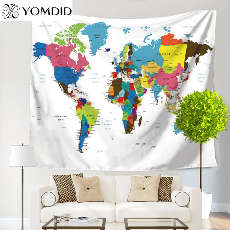 

World Map Polyester Tapestry Wall Hanging Indian Mandala Tapestries Blanket Mat Home Dorm Art Wall Home Textiles Hot beach towel