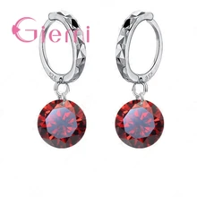 Mejor pendiente de aro de diseño de marca para mujer 925 Plata de Ley palanca de joyería trasera Zirconia cúbica CZ encanto regalo de boda 8 colores(China)