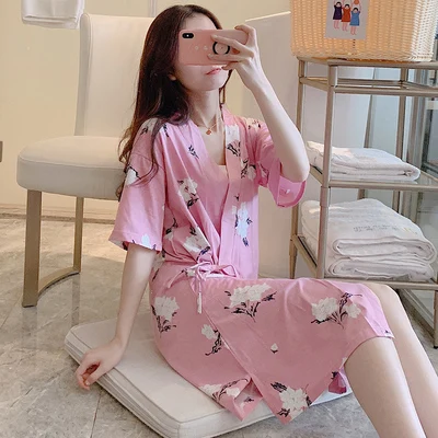 Pajamas female Korean version sweet cute nightdress long paragraph short-sleeved robe loose cotton summer home clothes female
Pajamas female Korean version sweet cute nightdress long paragraph short-sleeved robe loose cotton summer home clothes female
