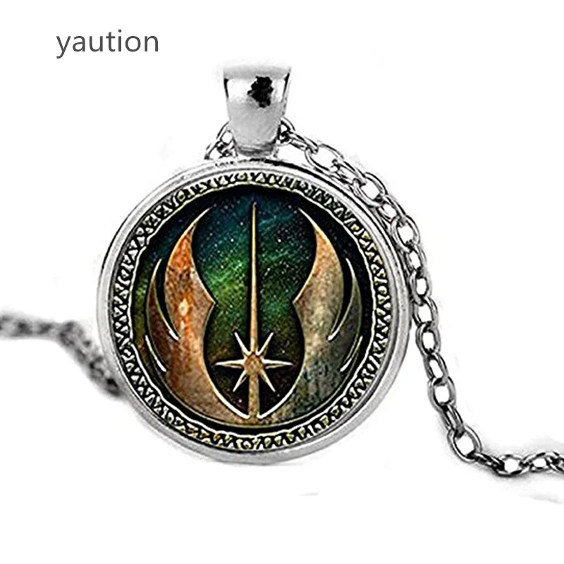 Стеклянное ожерелье с подвеской в виде звезды джедая|glass cabochon necklace|cabochon necklacependant