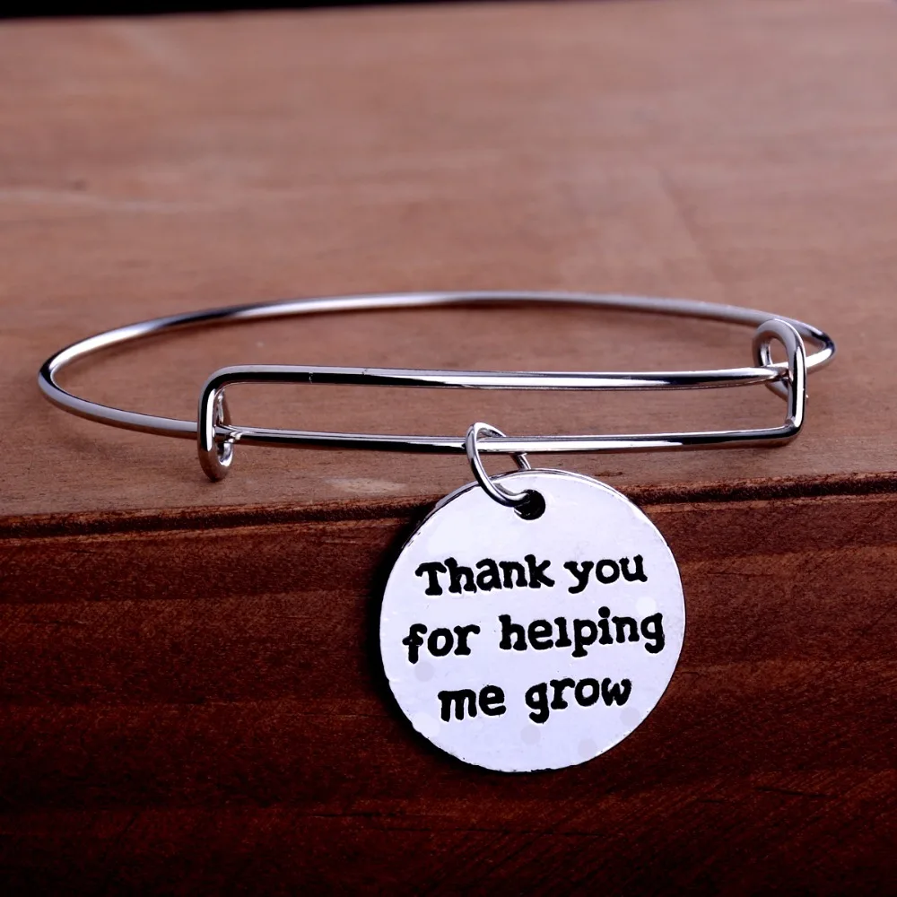 Teachers Bangle Thank You For Helping Me Grow Pendant Charm Bracelet Father Mother Jewelry Teacher Bangle Friends Gifts Souvenir
Teachers Bangle Thank You For Helping Me Grow Pendant Charm Bracelet Father Mother Jewelry Teacher Bangle Friends Gifts Souvenir