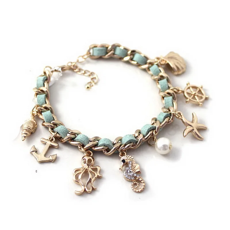 Bohemia Style DIY Sea Elements Rudder Starfish Shell Seahorse Octopus Imitation Pearl Charms Bracelet Marine Theme Series
Bohemia Style DIY Sea Elements Rudder Starfish Shell Seahorse Octopus Imitation Pearl Charms Bracelet Marine Theme Series
