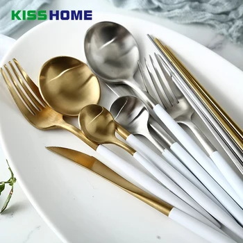 2/3/5pcs Dinnerware Set 18/8 Stainless Steel Dinner Knife S poon Fork Sets Western Restaurant Golden Tableware Cutlery Sets
2/3/5pcs Dinnerware Set 18/8 Stainless Steel Dinner Knife S poon Fork Sets Western Restaurant Golden Tableware Cutlery Sets