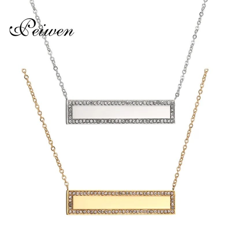 Crystal Blank Bar Pendant Necklace Personalized Custom Name Silver Gold Rose Stainless Steel Chain Choker For Women Men Jewelry
Crystal Blank Bar Pendant Necklace Personalized Custom Name Silver Gold Rose Stainless Steel Chain Choker For Women Men Jewelry