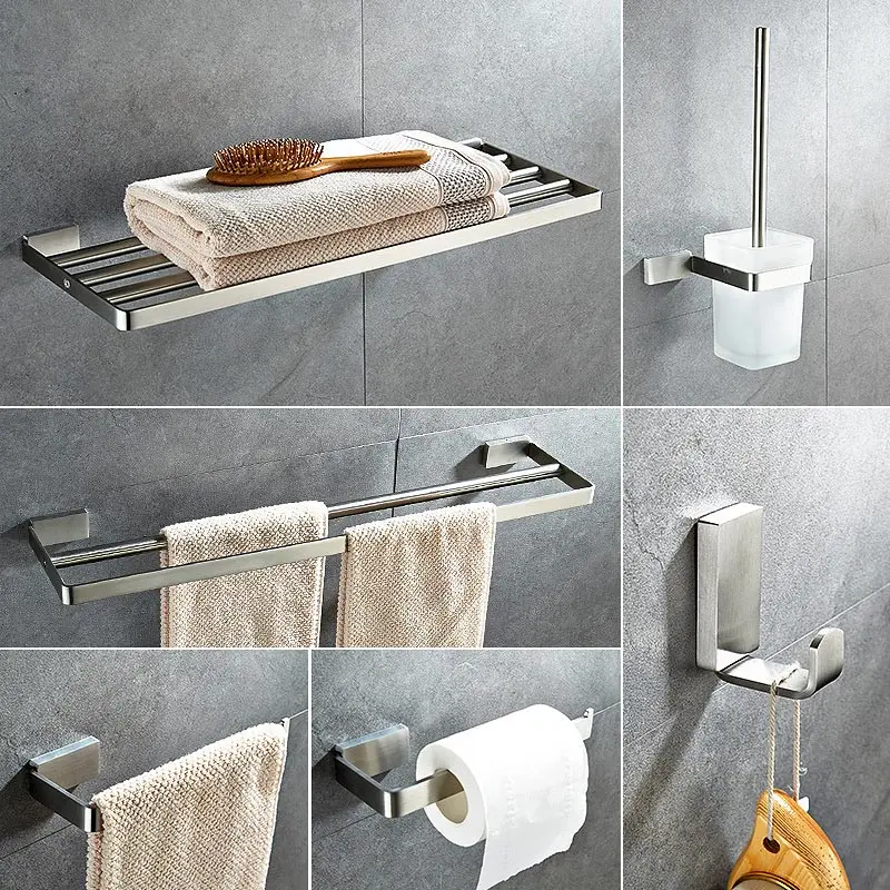 Stainless Steel Bathroom Hardware wall Mounted Polished Paper Holder Bath Towel Bars Hook Bathroom Accessories Set square base
Stainless Steel Bathroom Hardware wall Mounted Polished Paper Holder Bath Towel Bars Hook Bathroom Accessories Set square base