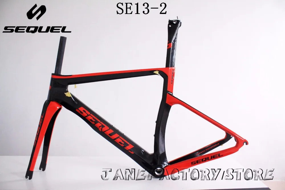 

2017 SEQUEL brand carbon road bike T1000 carbon fiber road frameset 1k /3k/ud BSA/BB30 carbon frame bike red glossy SE13-2