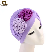 New vintage double flower beanie turban style hat Ladies Chemo Cap Muslim turban Headbands Women Hair Accessories 
New vintage double flower beanie turban style hat Ladies Chemo Cap Muslim turban Headbands Women Hair Accessories