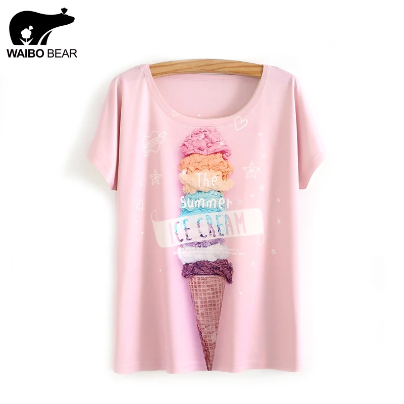 Hot Women 2017 Cute Pink T-Shirts Ice Cream Print Round Neck Popular Summer Basic Casual T Shirt Emoji Tees WAIBO BEAR
Hot Women 2017 Cute Pink T-Shirts Ice Cream Print Round Neck Popular Summer Basic Casual T Shirt Emoji Tees WAIBO BEAR