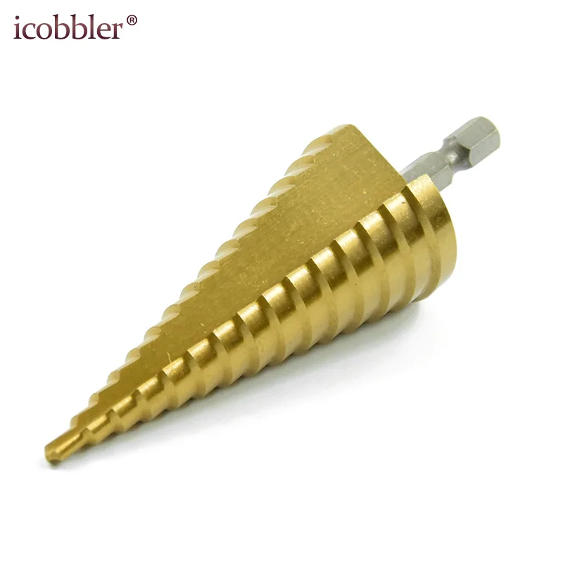 Classic Titanium Step Drill Bit Set Automatic Center Punch, High Speed Steel 1/4" Hex Shank Drive Quick Change 4-32mm Metal
Classic Titanium Step Drill Bit Set Automatic Center Punch, High Speed Steel 1/4" Hex Shank Drive Quick Change 4-32mm Metal