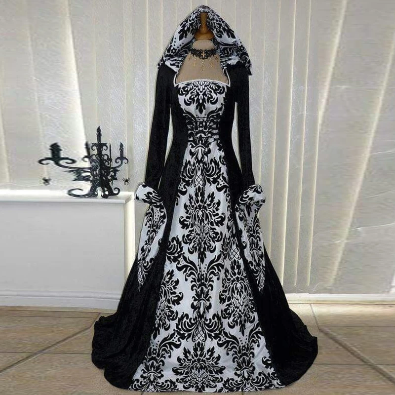 Umeko Vintage Gothic Maxi Dress Flare Sleeve Floral Medieval Renaissance High Waist Cosplay Stage Show Princess Hoodie Dress
Umeko Vintage Gothic Maxi Dress Flare Sleeve Floral Medieval Renaissance High Waist Cosplay Stage Show Princess Hoodie Dress