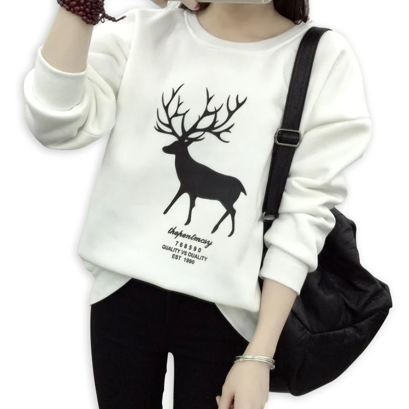 2018 Autumn And Winter New Printing Deer Women's Hoodies Thick Long-sleeved Fashion Plus Velvet Pullover Jumper Hooded Women Top
2018 Autumn And Winter New Printing Deer Women's Hoodies Thick Long-sleeved Fashion Plus Velvet Pullover Jumper Hooded Women Top
