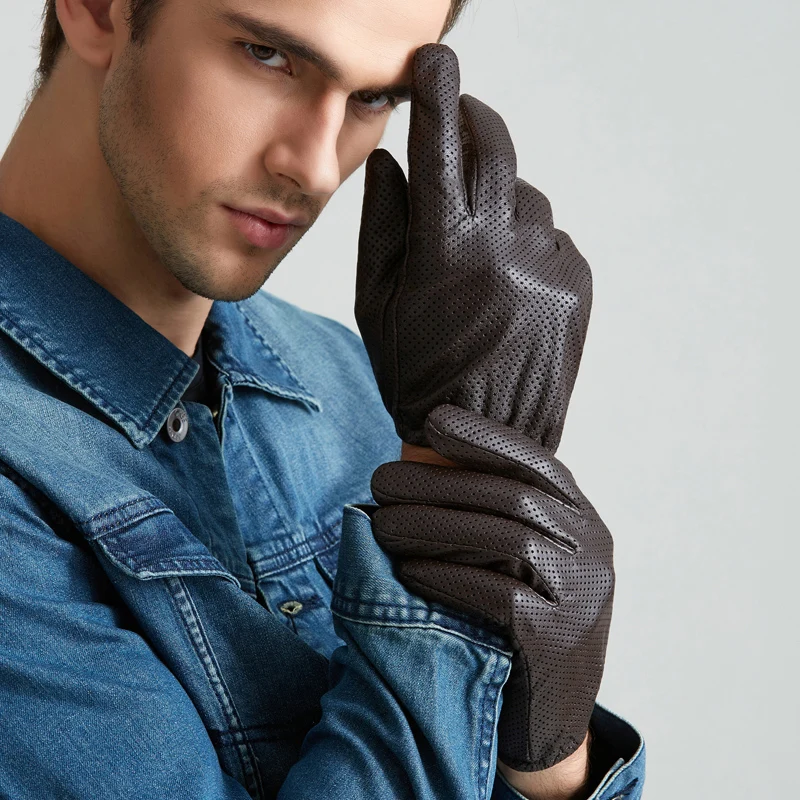 Free Shipping Men Genuine Leather Gloves Touch Perforated Thin Section Sheepskin Driving Gloves Wrist Winter Male Leather Gloves 
Free Shipping Men Genuine Leather Gloves Touch Perforated Thin Section Sheepskin Driving Gloves Wrist Winter Male Leather Gloves