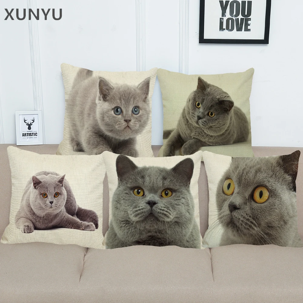 XUNYU Cute British Shorthair Cat Linen Pillowcase Sofa Decorative Pillow Cover Animal Pattern Square Cushion Cover 45X45cm AC011
XUNYU Cute British Shorthair Cat Linen Pillowcase Sofa Decorative Pillow Cover Animal Pattern Square Cushion Cover 45X45cm AC011
