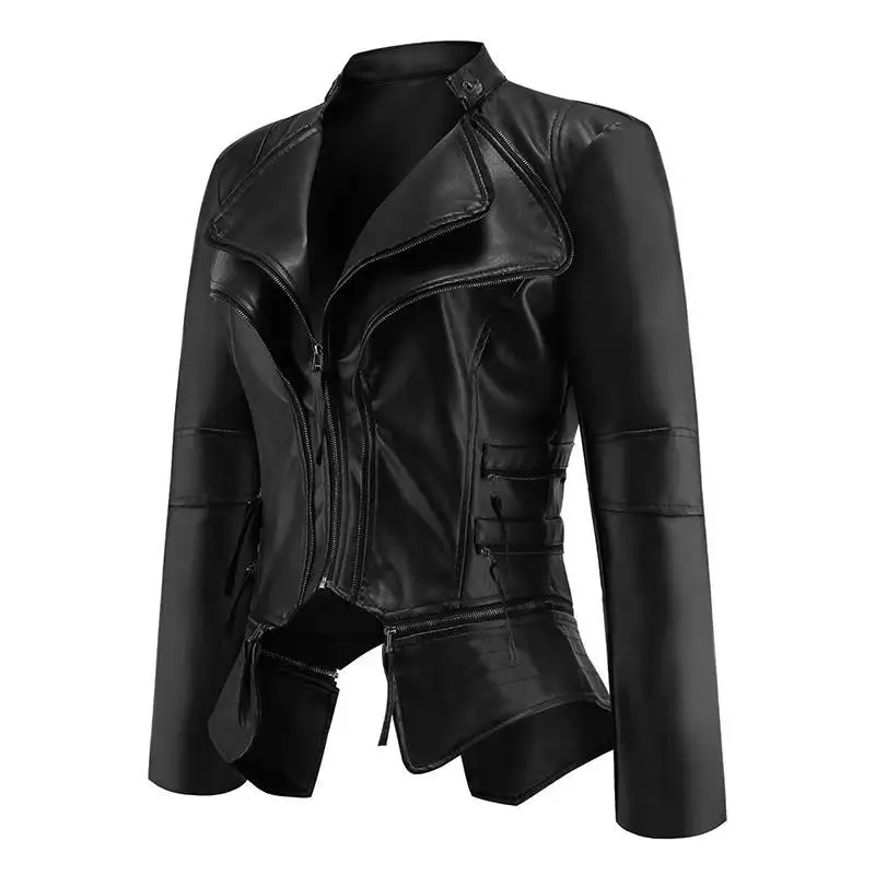 Gothic faux leather Jacket Women Fashion Black faux leather coats Outerwear Jacket
Gothic faux leather Jacket Women Fashion Black faux leather coats Outerwear Jacket
