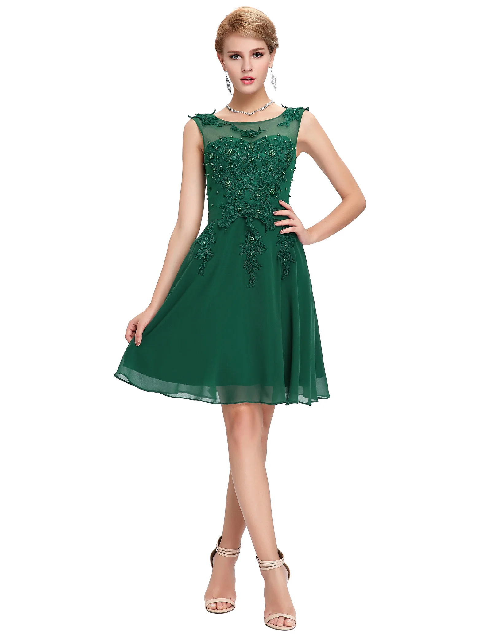 Sexy Lace Floral Applique 2 Layers Tank Shirtdress Sleeveless Crew Neck Chiffon Dress Retro V Back Beading Vestidos Verano
Sexy Lace Floral Applique 2 Layers Tank Shirtdress Sleeveless Crew Neck Chiffon Dress Retro V Back Beading Vestidos Verano