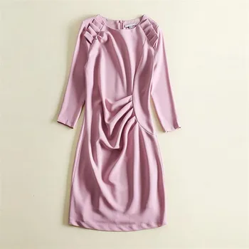 Women Dress 2019 High Quality Designer Runway O-Neck Long Sleeve Pink Solid Elegant Work Dresses NPD0890J
Women Dress 2019 High Quality Designer Runway O-Neck Long Sleeve Pink Solid Elegant Work Dresses NPD0890J