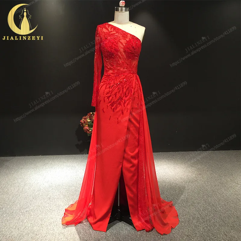 JIALINZEYI Real Sample One Long Shoulder Red Sation Beads Slit Formal Dress for Party Evening Dresses
JIALINZEYI Real Sample One Long Shoulder Red Sation Beads Slit Formal Dress for Party Evening Dresses