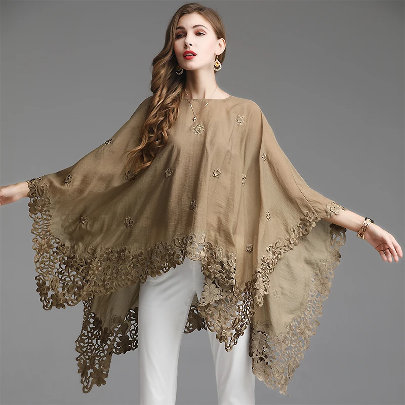 Embro Mill summer women Loose Bat sleeve coat Retro Chinese style embroidery hollow out shirt women plus size M-XXXL
Embro Mill summer women Loose Bat sleeve coat Retro Chinese style embroidery hollow out shirt women plus size M-XXXL