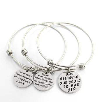 Adjustable Stainless Steel Expandable Wire Bangle DIY Charms She Believed She Could You are Braver You Were Given This Life
Adjustable Stainless Steel Expandable Wire Bangle DIY Charms She Believed She Could You are Braver You Were Given This Life