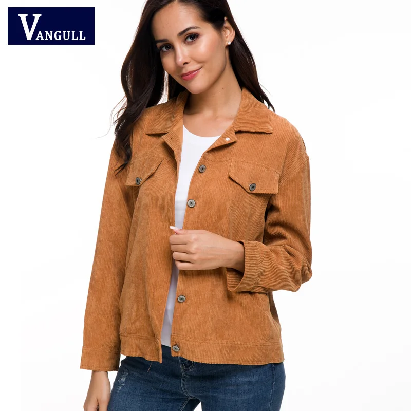 Vangull Women Corduroy Jacket 2019 New Short Design College Wind Loose Causal Solid Corduroy Long Sleeve Female Jackets Coat
Vangull Women Corduroy Jacket 2019 New Short Design College Wind Loose Causal Solid Corduroy Long Sleeve Female Jackets Coat