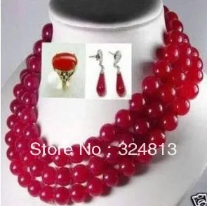Wow!8MM Red Ruby Necklace Earring Ring Set #1734 | Украшения и аксессуары