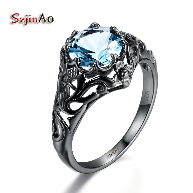 Szjinao kpop New Brand Luxury real 925 Sterling Silver Rings for Women Black Gold Blue Crystal flower viking punk Jewelry anelli
Szjinao kpop New Brand Luxury real 925 Sterling Silver Rings for Women Black Gold Blue Crystal flower viking punk Jewelry anelli