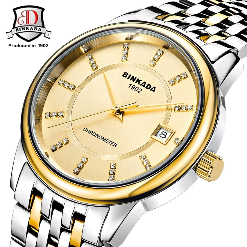 Fashion Watches BINKADA Brand Classic Mens AUTO Date automatic Mechanical Watch Self-Winding Analog Gold Steel Men Wristwatch
Fashion Watches BINKADA Brand Classic Mens AUTO Date automatic Mechanical Watch Self-Winding Analog Gold Steel Men Wristwatch