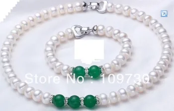 Jewelry 00406 Natural 9-10mm white AAA+ pearl&jade necklace/bracelet sets(3length can choose) (A0513)
Jewelry 00406 Natural 9-10mm white AAA+ pearl&jade necklace/bracelet sets(3length can choose) (A0513)