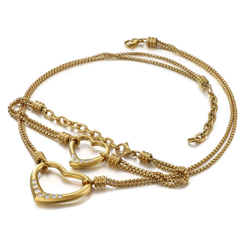 Rhinestone Stainless Steel Heart Jewelry Sets For Women Gold/Silver Necklaces Bracelets Sets Engagement Jewellery
Rhinestone Stainless Steel Heart Jewelry Sets For Women Gold/Silver Necklaces Bracelets Sets Engagement Jewellery