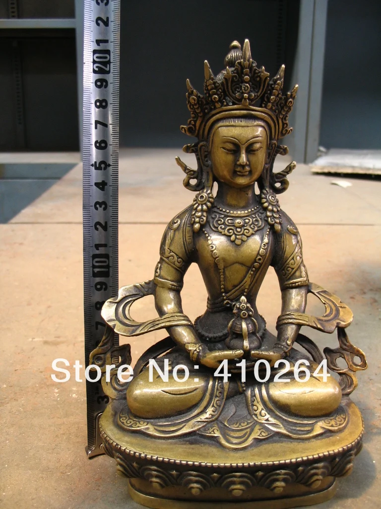 21CM Green Tara Sit on the lotus set Buddha Bronze Statue