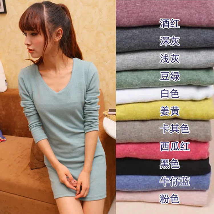75cm v neck Solid color Slim fitting all match brushed blouse Perennial Stock women's basic warm long sleeve t shirt
75cm v neck Solid color Slim fitting all match brushed blouse Perennial Stock women's basic warm long sleeve t shirt