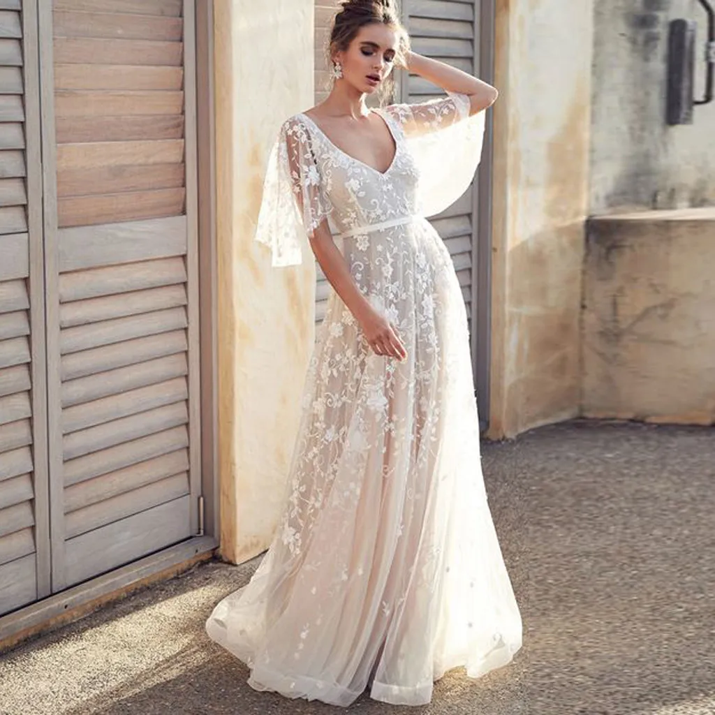 Sexy Womens White Dress V Neck Short Sleeve Lace Vintage Gown Evening Party Maxi Dress Elegant vestido de festa 2019 Dropship
Sexy Womens White Dress V Neck Short Sleeve Lace Vintage Gown Evening Party Maxi Dress Elegant vestido de festa 2019 Dropship