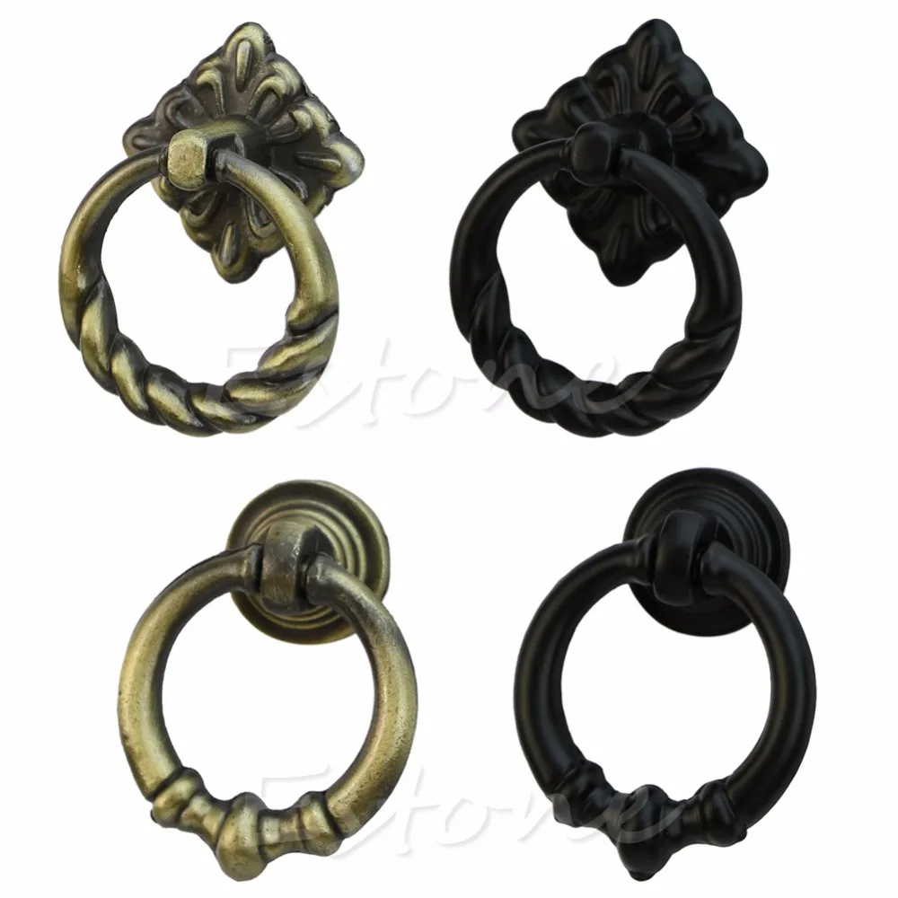 Vintage Retro Cabinet Knob Drawer Dresser Cupboard Drop Ring Pull Handle S