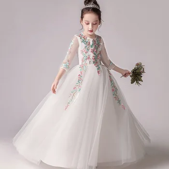 Children Girl Roya Embroidery Flowers Princess Bead Long Dress Birthday Wedding Party Dress For Girls First Communion Dress E94
Children Girl Roya Embroidery Flowers Princess Bead Long Dress Birthday Wedding Party Dress For Girls First Communion Dress E94
